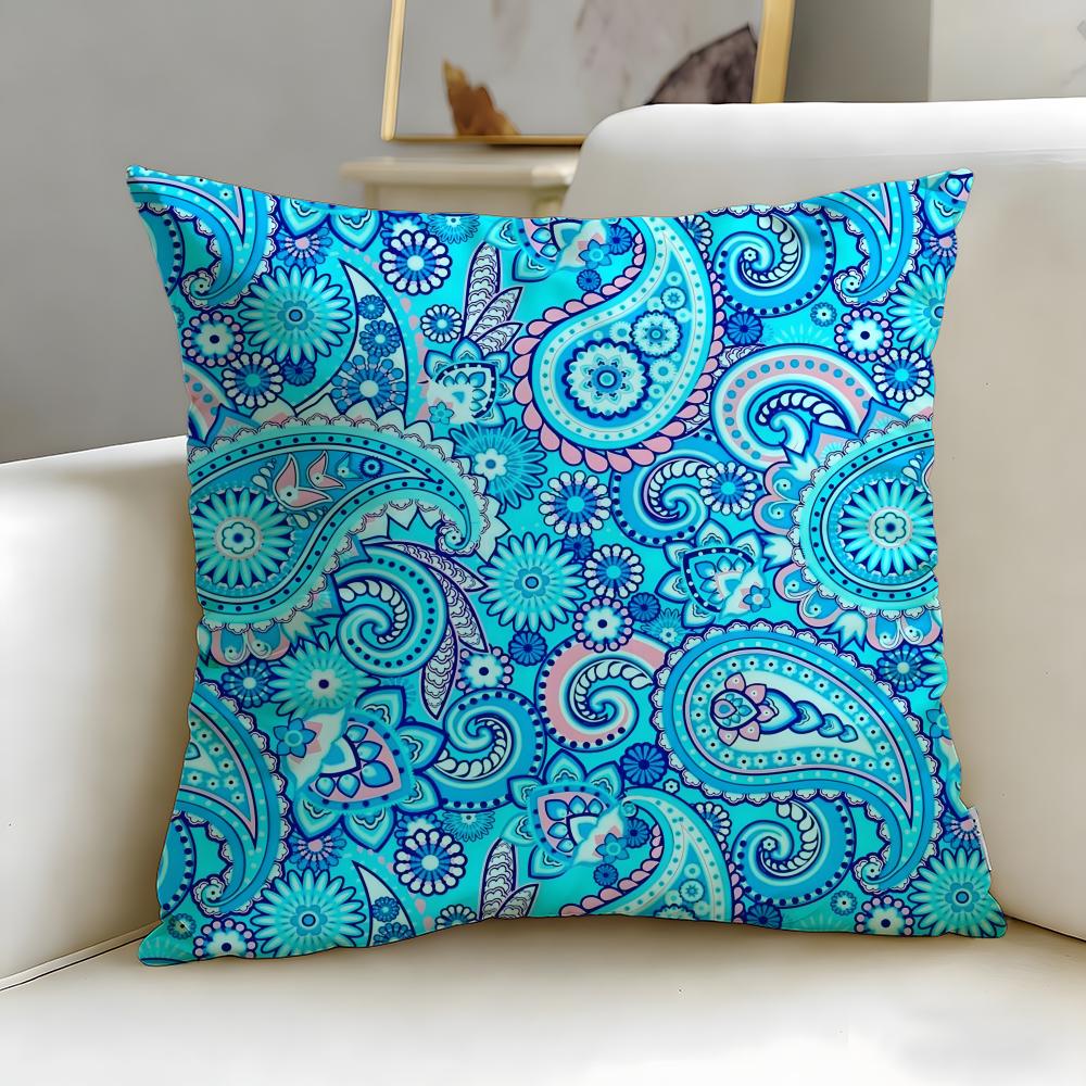 Paisley Pattern Cushion Cover Soft EasyWash Pillow Case Versatile for Couch Bed Travel and Office