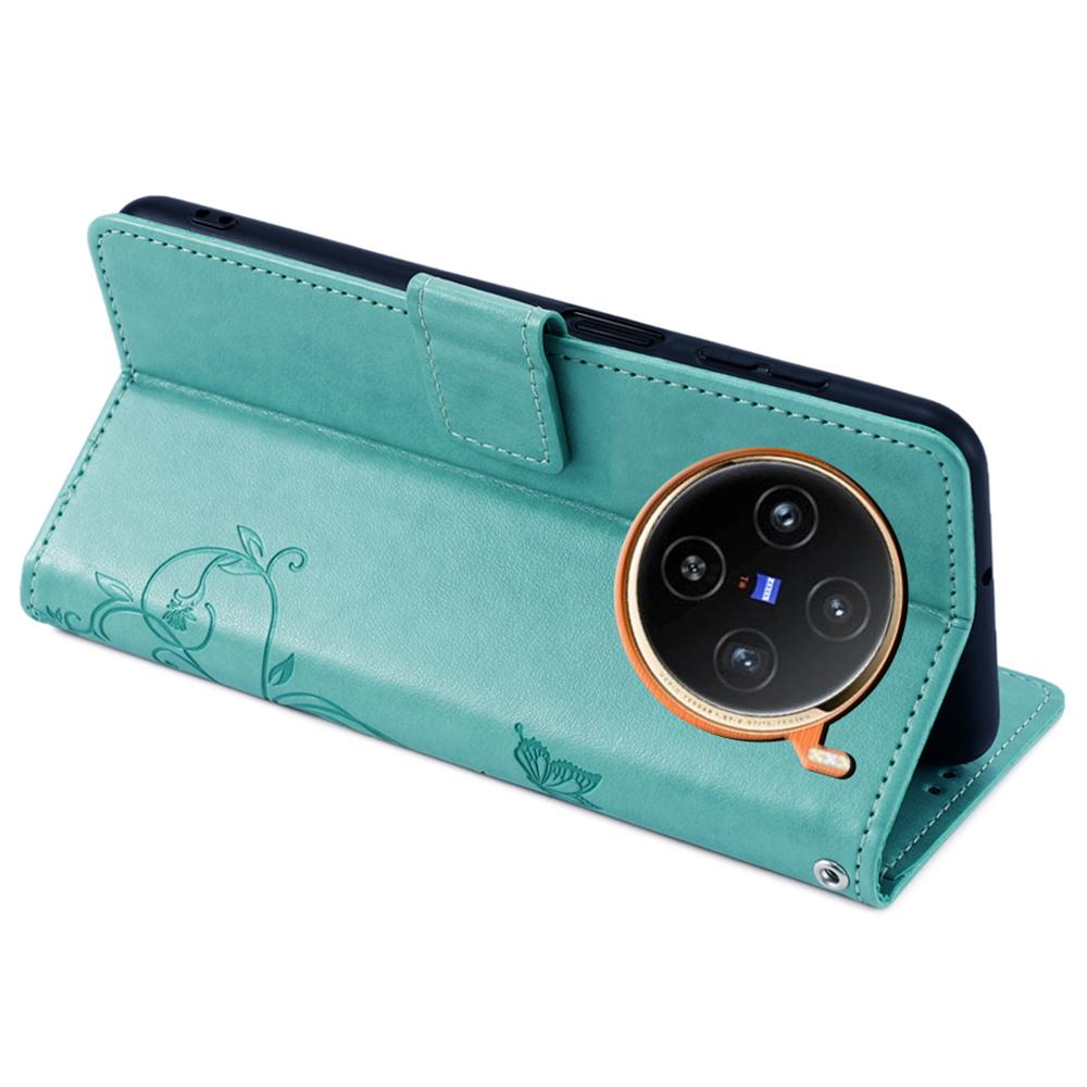 For vivo X100 5G Wallet Case Butterfly Imprinted PU Leather Wrist Strap Phone Cover