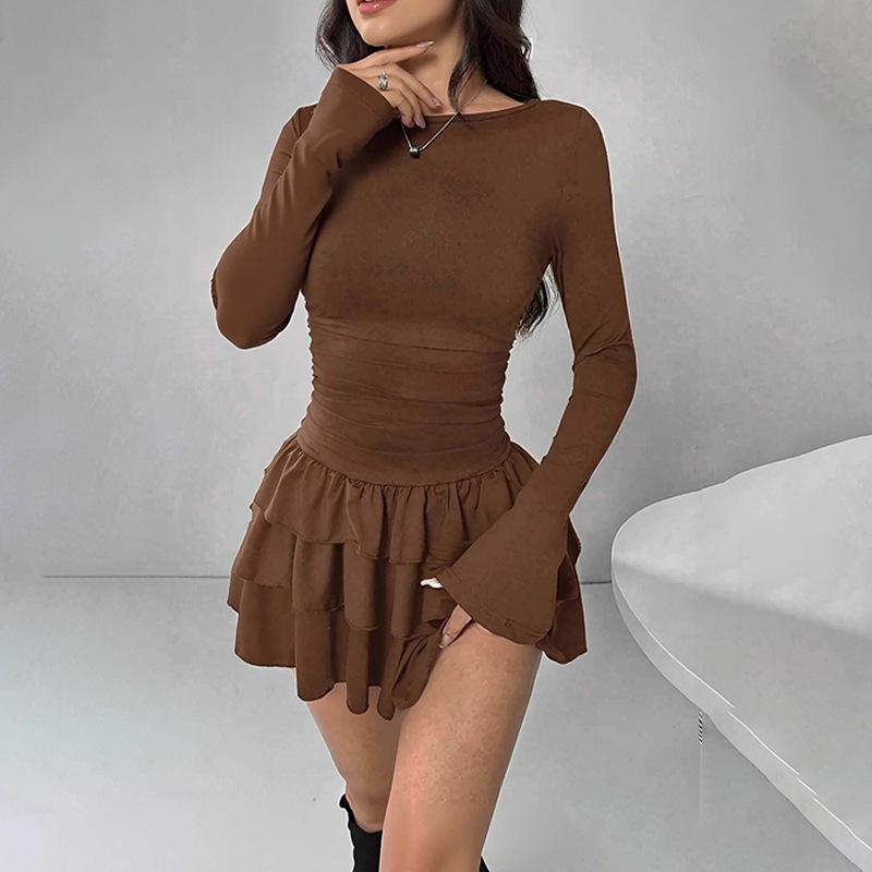 Spring 2026 Women's Solid Color Slim Fit Fashionable Dress