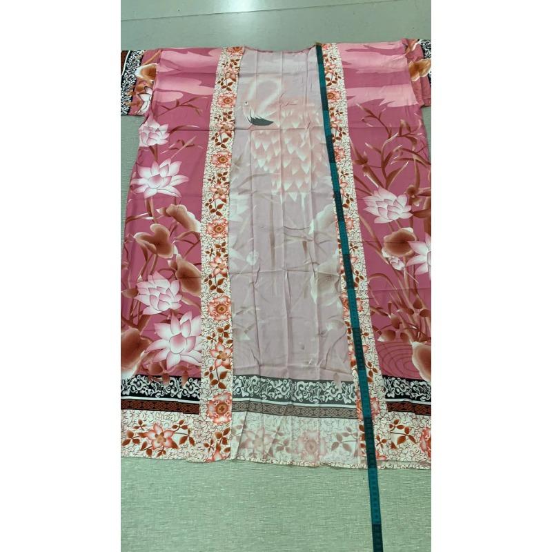 Women Floral Print Kimono Cover Up Boho Long Sleeve Sheer Beach Kimono with Belt