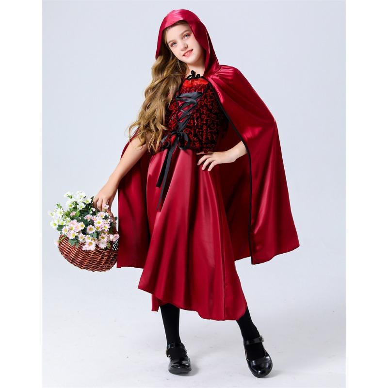Halloween Little Red Riding Hood Princess Dress 61 Children's Cosplay Masquerade Show Out Costume Girl