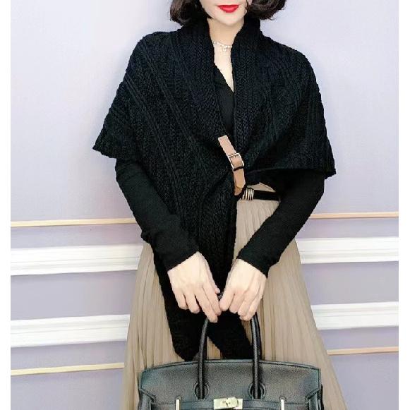 Eșarfă groasă, populară, versatilă, pentru doamnă, pentru primăvară și toamnă, nouă cataramă din piele caldă, șal triunghiular, diagonală