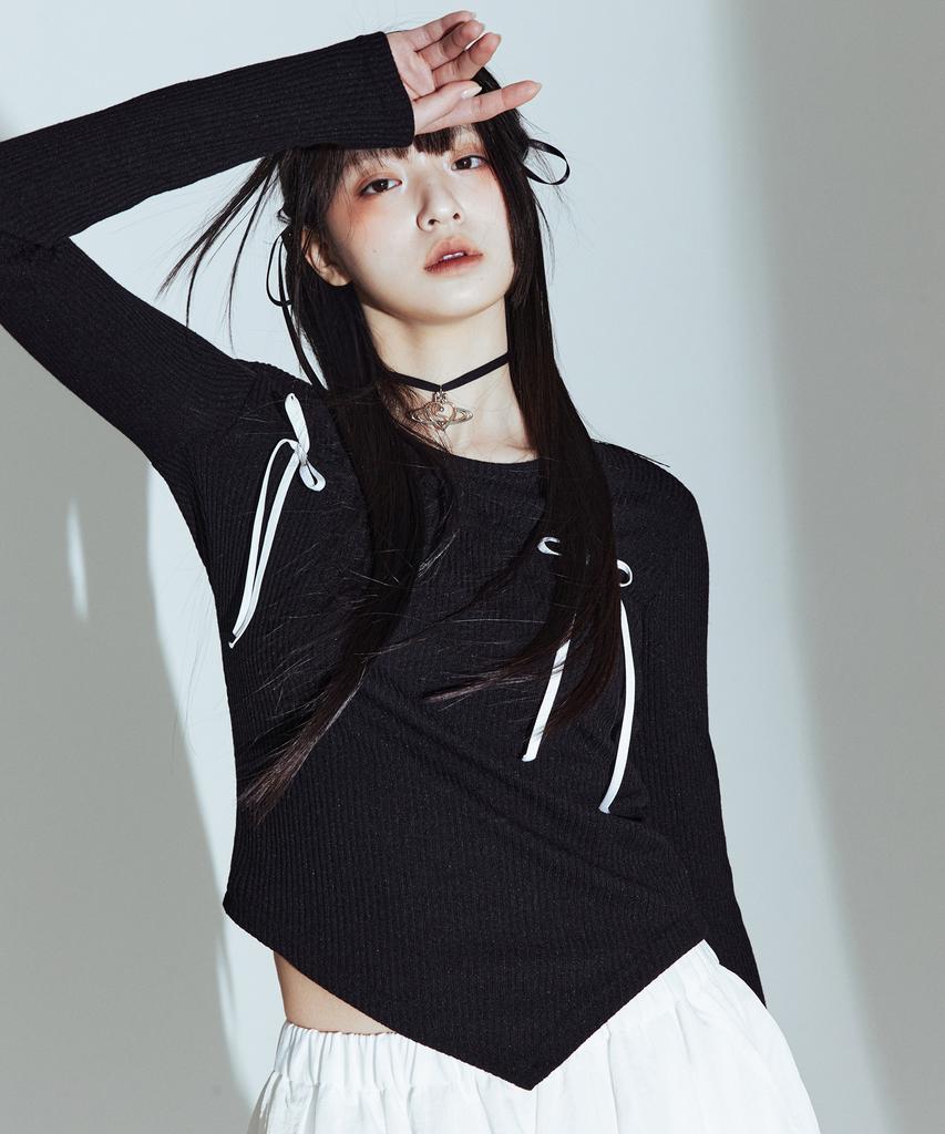 PLASMA SPHERE Ribbon T-Shirt In Black (Ribbon Girlcore T-Shirt)