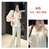 Simple court style pullover long-sleeved trousers set spring and summer with chest pad can be worn outside loungewear women's ice silk pajamas