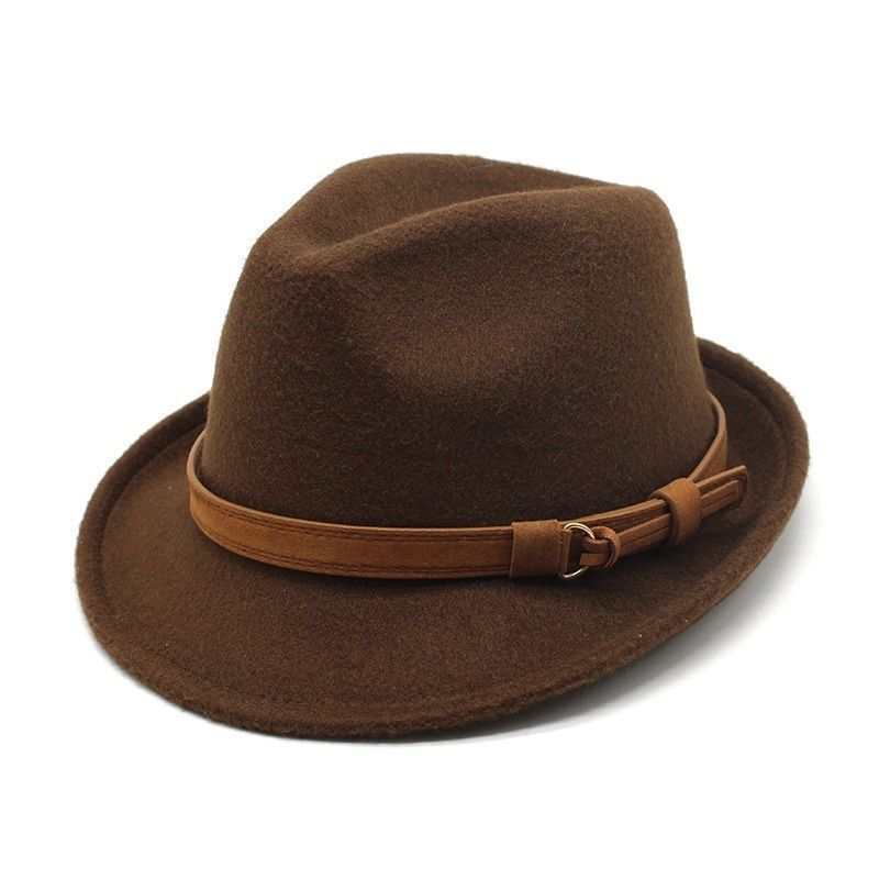 British felt hat woolen top hat gentleman's hat rolled brim belt classic jazz hat panama hat tide self-operated