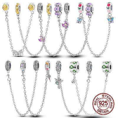 Copper Sunflower Butterfly Purple Flower Bird Ice Cream Safety Chains Fit Original Bracelets Diy Jewelry