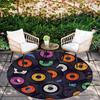 Vinyl Record Round Rug Retro Music Themed Flannel Carpet for Living Room Bedroom Studio Decor Rock n Roll Style Floor Mat