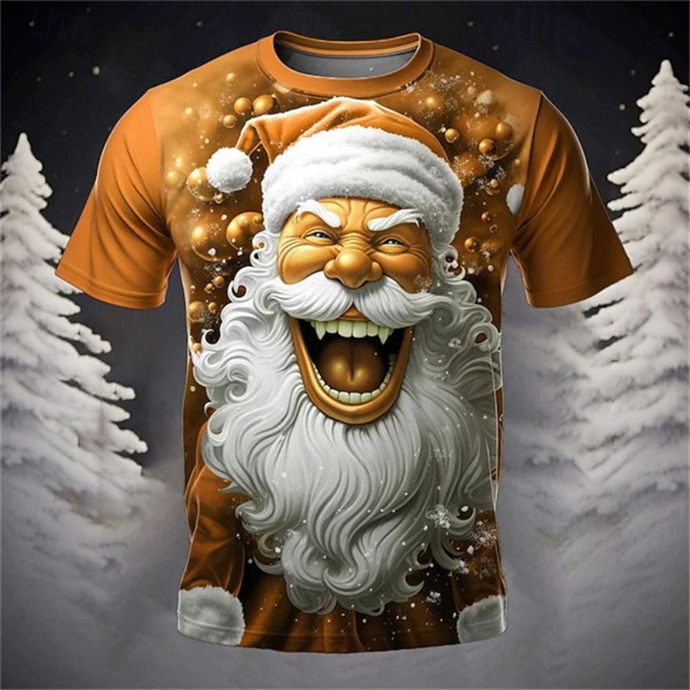 Christmas T Shirts Men 3D Rave Santa Printed T-shirt Hot Sale Xmas Part Holiday