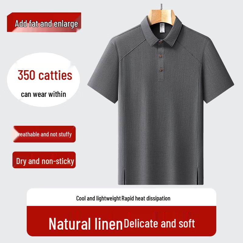 

Men s Plus Size Linen Blend Short Sleeve Polo Shirt XL