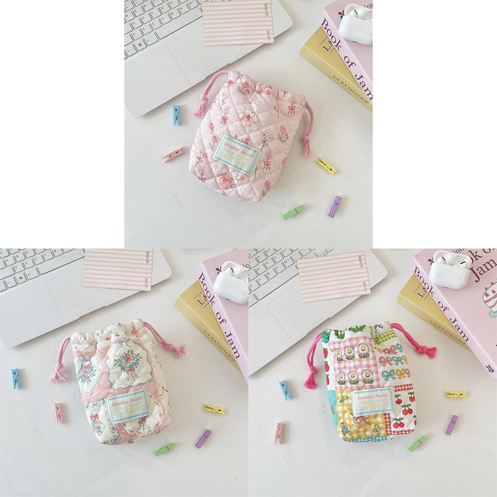 Modern Minimalist Polyester Coin Purse With Drawstring For Travel And Makeup Storage