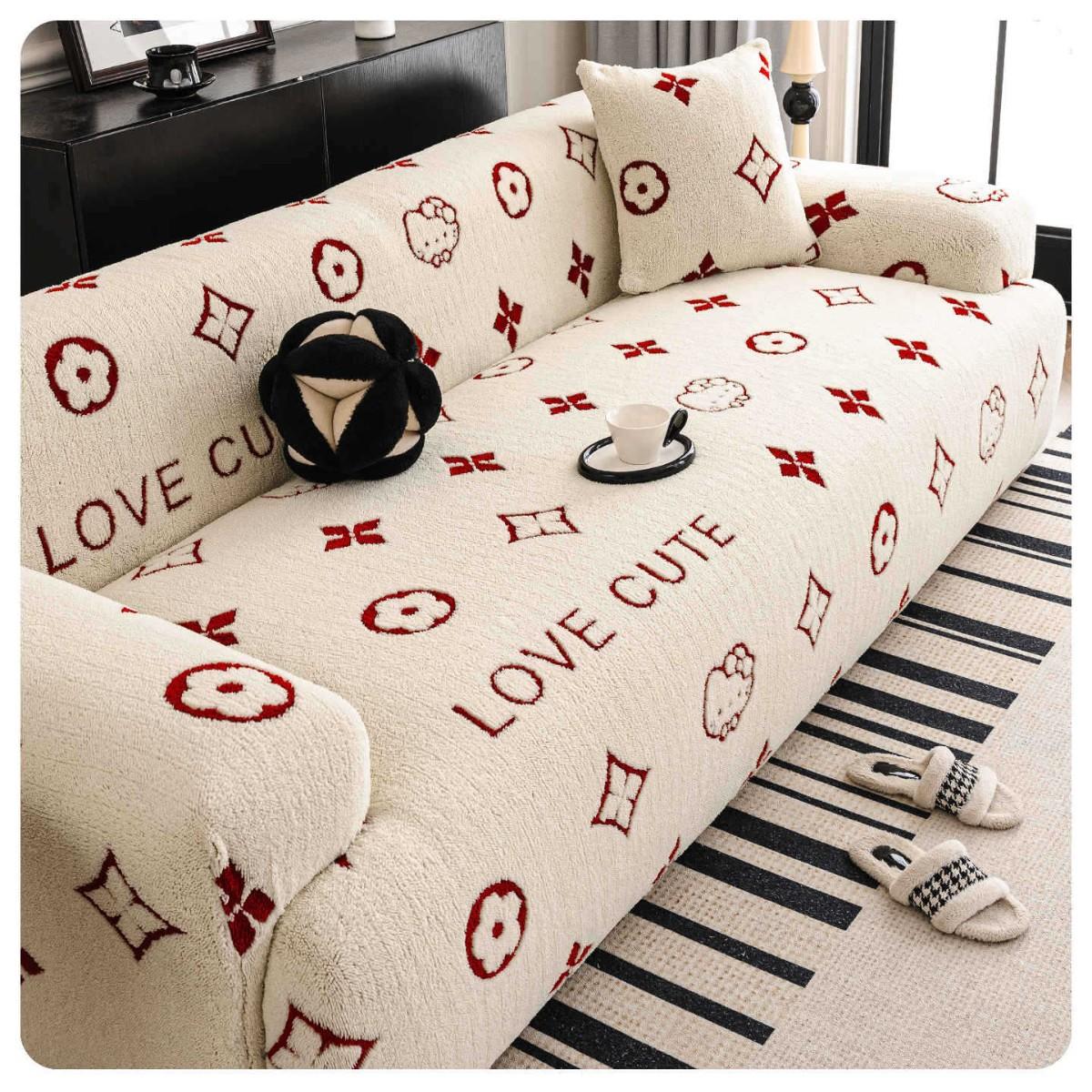 

New Plush Sofa Cover All Inclusive Universal Cover Winter Straight Leather Sofa Cover High End Anti Cat Scratch Protection 90-140cm