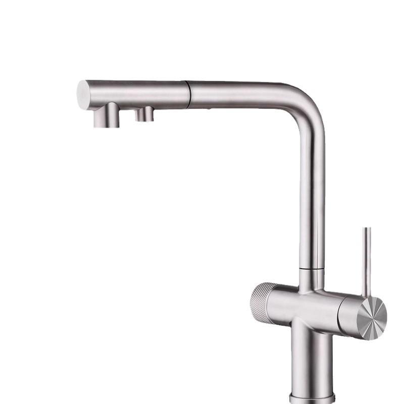 

Nickel 304 Stainless Steel Pull-out Kitchen Faucet Dual Swivel Spout Drinking Water Filter Purifier Vessel Sink Mixer Tap