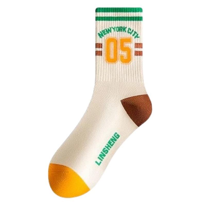 5 Pairs of Women's Spring and Autumn Style New Pure Cotton Deodorant Breathable Sports Tube Socks