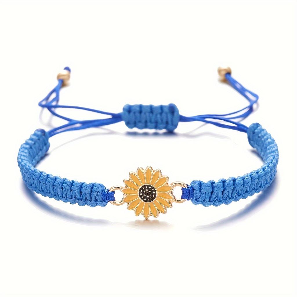 [Synthetic Fiber Rope Fashion Accessory] Chic Sunflower & Daisy Braided Bracelet - Fashion Accessory, Synthetic Fiber Rope