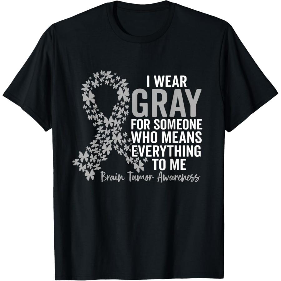 Я ношу серый в знак осведомленности об опухолях головного мозга. Футболка для команды поддержки семьи XXXXXL чёрный