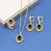 12-Colors Colorful Zircon Jewelry Accessories Gold Plated Bridal Wedding Sets Necklace And Earrings Ring For Women Gift