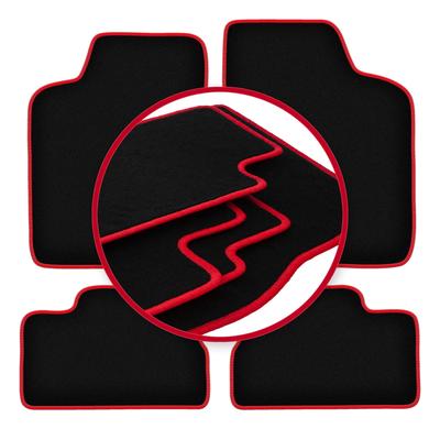 Velour Floor Mats with Red Edge For: Opel Kadett E Hatchback, Station Wagon, Sedan, Cabriolet (1984-1991)
