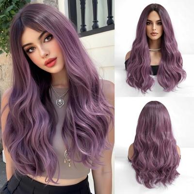 Sztuczna Peruka Ombre Czarna Długa Peruka z Falą Ciała Naturalna Stylizacja z Falą Wodną Seksowna Damska Peruka dla Kobiet Cosplay
