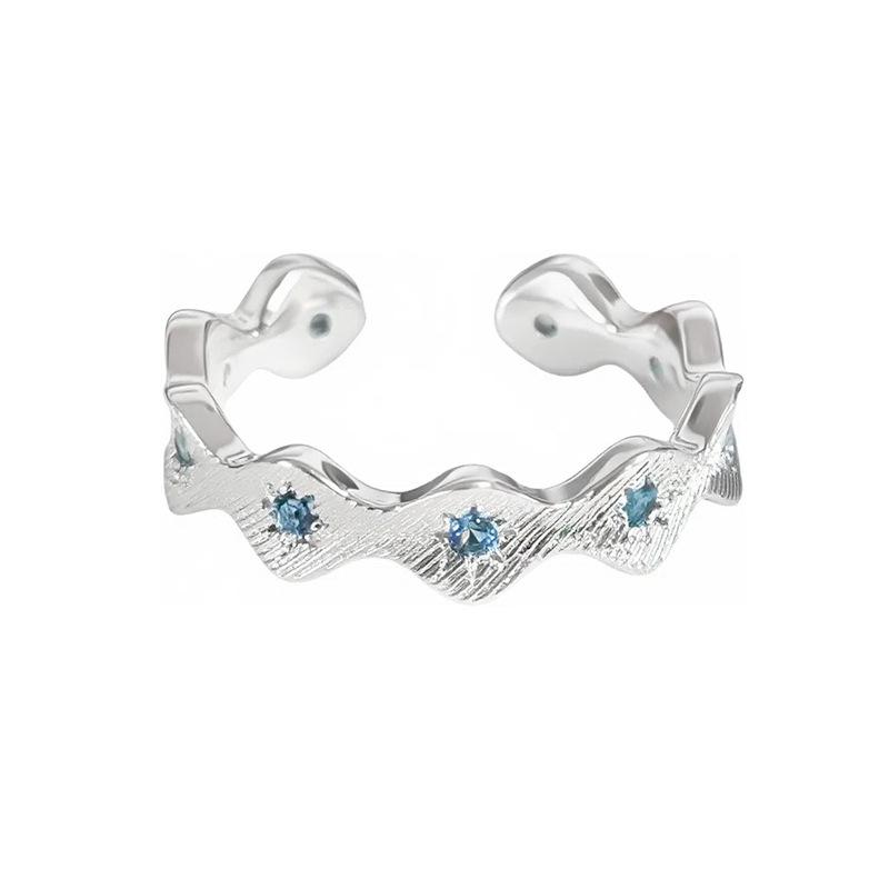 Simple Lace Hollow Open Ring Women'S Light Luxury Micro-Inlaid Zircon Temperament Sweet Jewelry