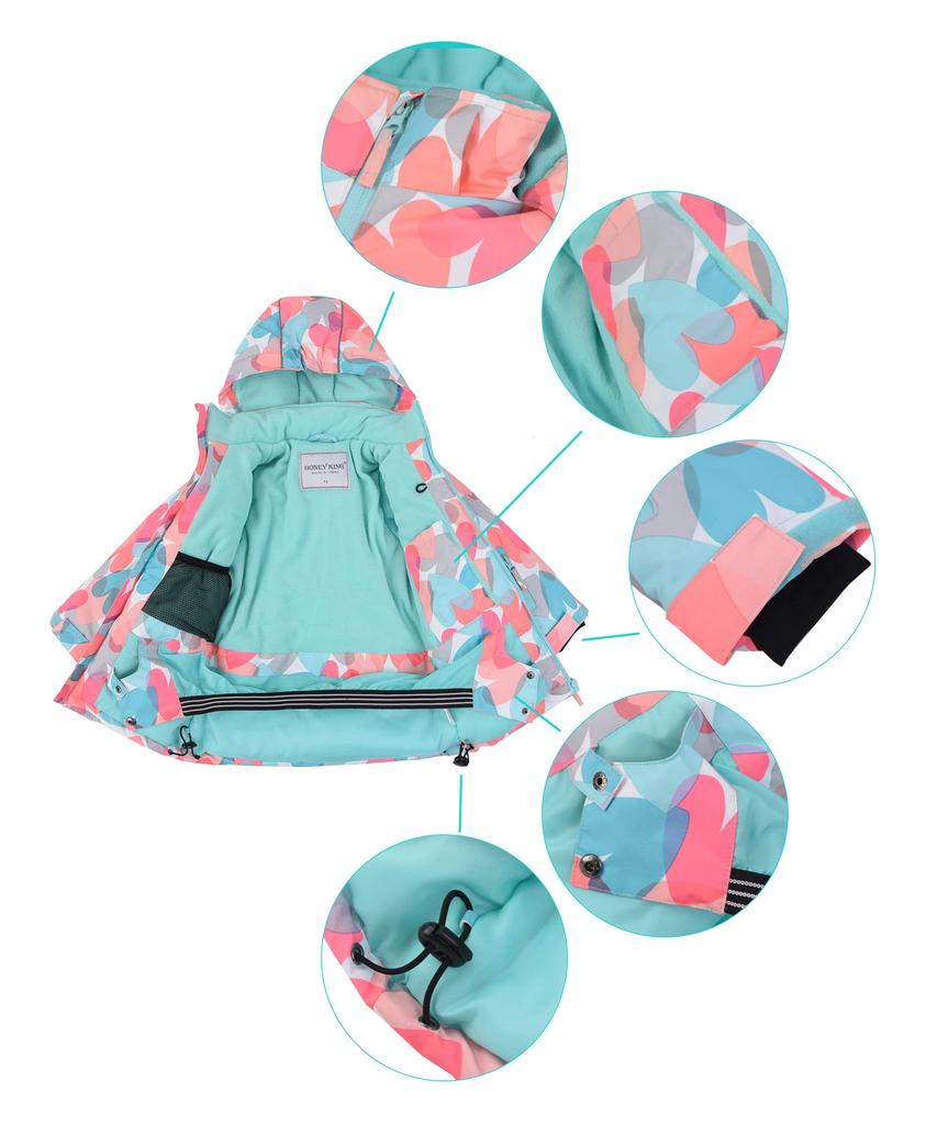 Hiheart and Ski and Snowboard Wear Adjustable Size 128 Kids' Juniors' Set, Size, Girls, Orange,