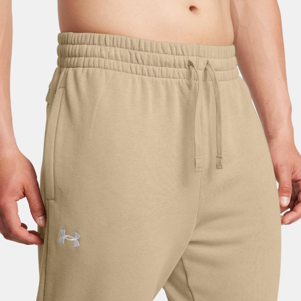 Under Armour Rival Fleece Logo Comfortable Soft Knit Sweatpants Men Bottoms Khaki 1379774-299