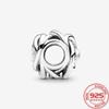 New S925 Sterling Silver Charm Fit Fashion Bracelet March Birthstone Openwork Eternity Circle Charm DIY Memory Day Jewelry Gift