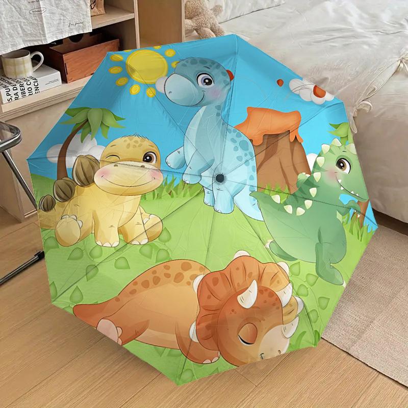 1PC dinosaur landscape Umbrella-8-Rib Reinforced, Automatic Open, Lightweight & Durable, Cute Fashion Accessory for Outdoor, Beach or Casual Use, Beac