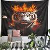 "Fiery Tiger with Burning Crown" Pattern Wall Hanging Tapestry Decorative Tapestry Home Decor for Bedroom and Living Room