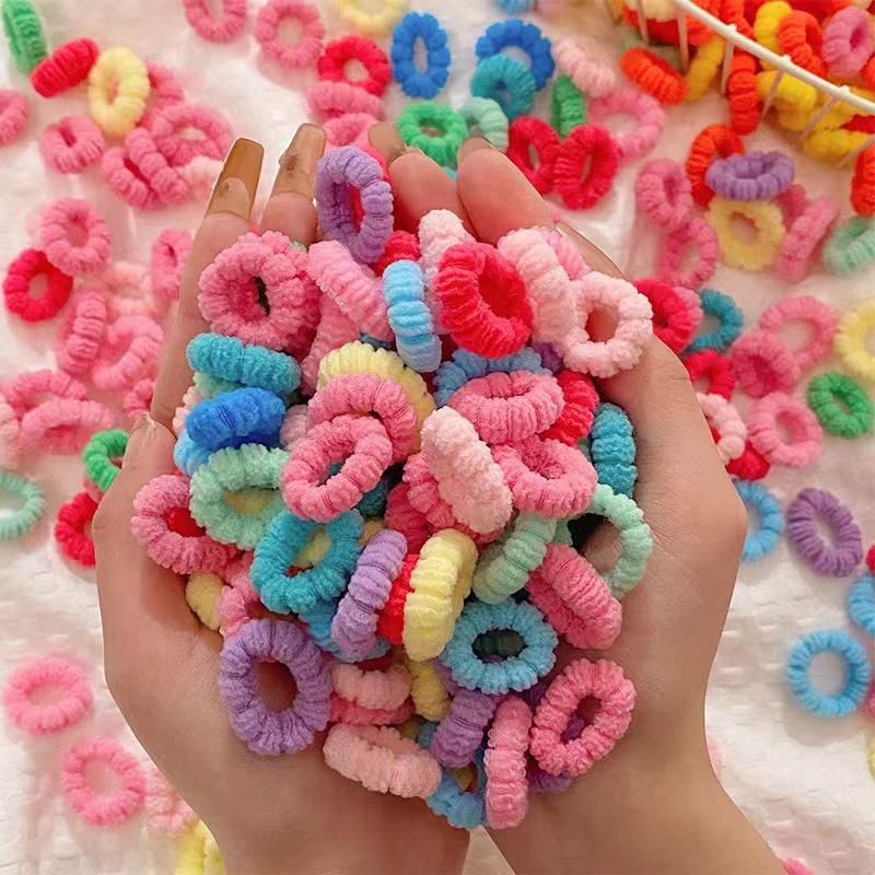 100/500Pcs Hair Accessories Girls Colorful Elastic Hair Bands Ponytail Hold Hair Tie Rubber Bands Scrunchie
