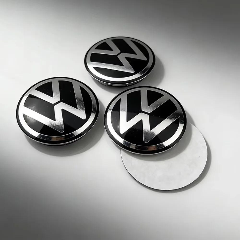 For VW Car Wheel Center Cover Stickers Hub Cap Badge 4Pcs 56/60/65mm For Volkswagen VW R Polo Passat Rline Golf Tiguan Jetta GTI Touran ES1