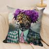 European Fashion Leopard Cushion Cover Silky Short Plush Invisible Zipper Dustproof Sofa Pillow Case for Home Decor