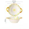 Ceramic Household 10 Inch High Aesthetic Double Ear Soup Bowl Anti Scald Relief Soup Bowl Underglaze Color Process