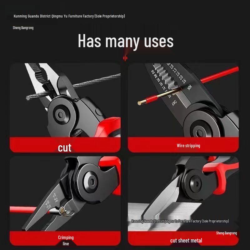 Multifunkční kleště: 5v1 Odizolovací kleště, Štípací kleště, Krimpovací kleště, Slitina mědi