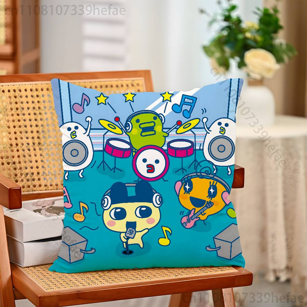 TTamagotchi MMametchi Funny Pillow Case Antidustmite Pillowcase Invisible Zipper Silky Short Plush Sofa Cushion Cover