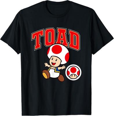 Super Mario Toad Großes Charakter College-Stil T-Shirt
