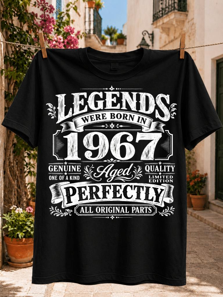 Legends Were Born In 1967 Aged Perfectly All Original Parts Ornate Vintage Typography Graphic Unisex All Tshirt