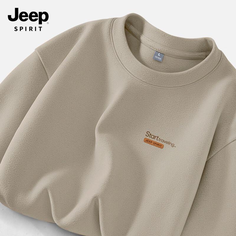 JEEP SPIRIT Men's D-Velvet Thermal Round Neck Long-Sleeve T-Shirt