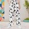Girls White Halloween Cartoon Printed Wide Leg Long Pants