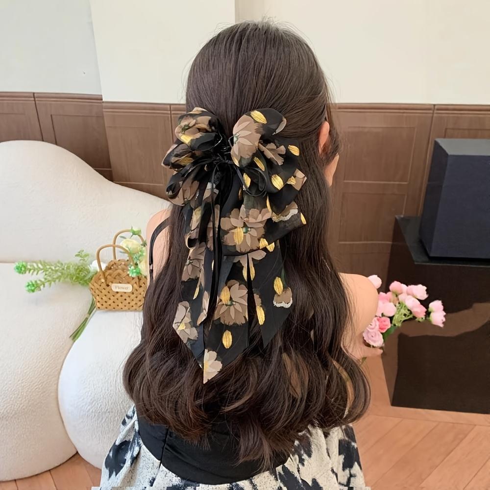 

1PC bow long streamer high sense, exquisite hairpin, ponytail clip on the back of the woman s head, bow hair accessories
