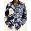 New 10 color men's long sleeved shirt with 3D printed collar button pattern casual top men's long sleeved top