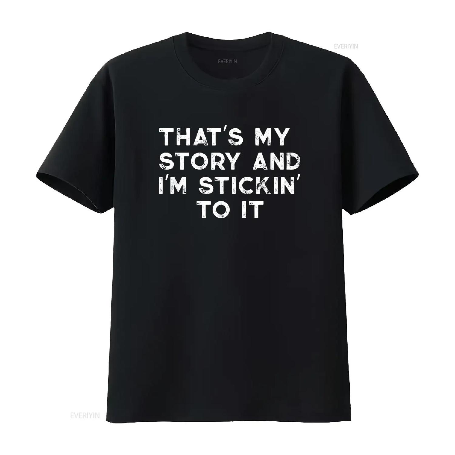 

Mens Plausible Deniability Thats my Story and I m Sticking to it T Shirt Black Large vintage Washed Top For Everyday Wear S чёрный
