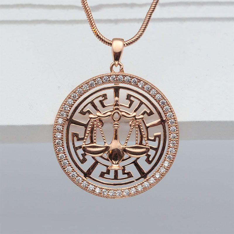 Purple Gold-Plated Rose Gold 18K Leo Pendant Twelve Constellations Classic