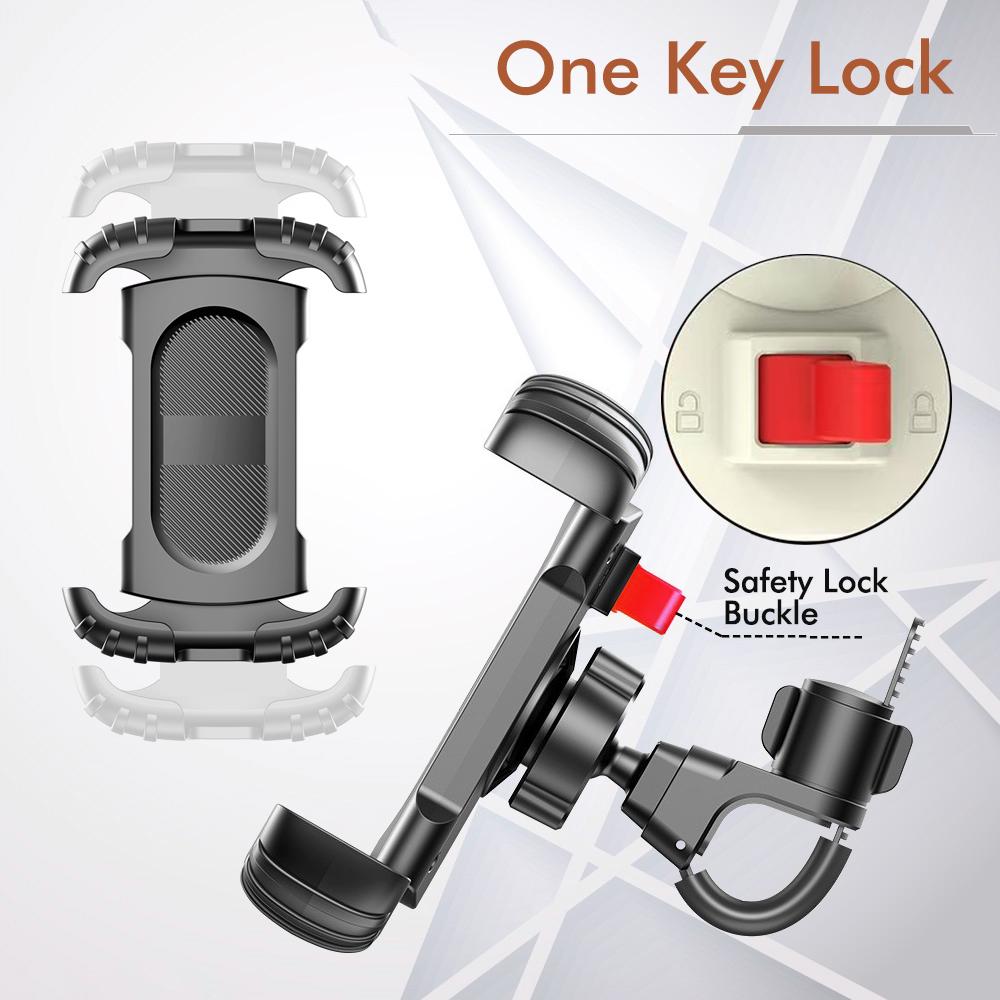 Road Bicycle Phone Mount All-inclusive Shock Absorbing Sponge Safety Lock Buckle 360 Degree Rotation Fit for Different Bicycles