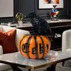 Mystical Crow Perched On Pumpkin Resin Statue For Seasonal Holiday Decorations And Homes Interior Accent