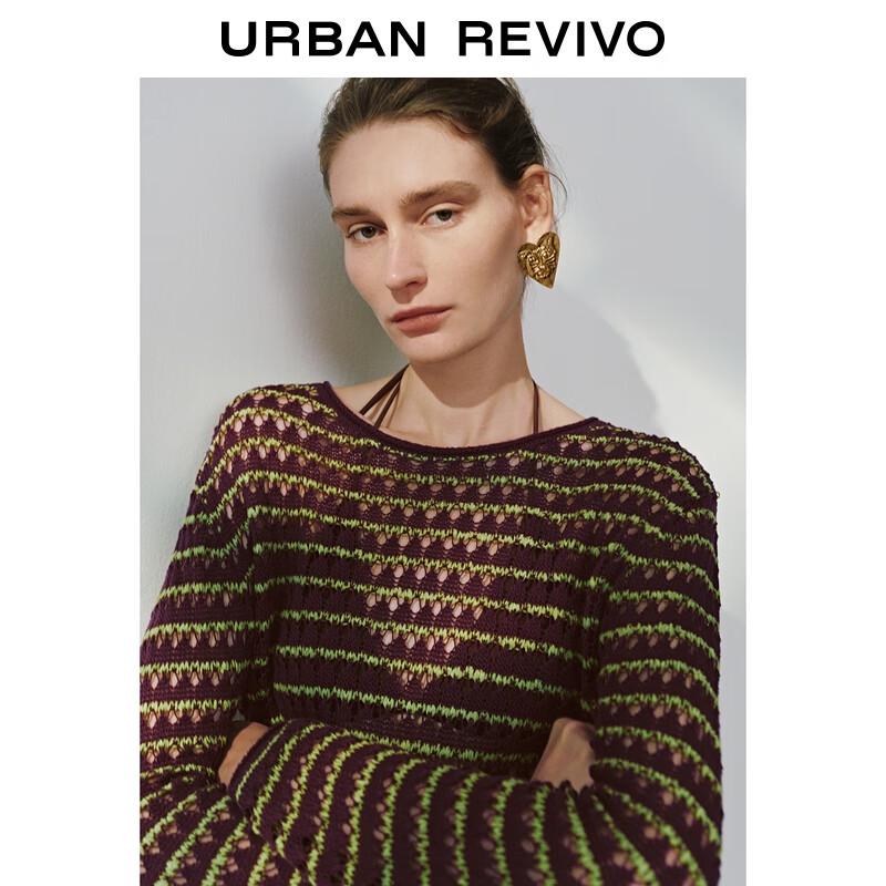 UR Women's Textured Color Block Long Sleeve Knit Sweater