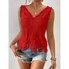IHUASU Women's Fashion Casual Solid Color Print Sleeveless V-Neck Blouses & Shirts