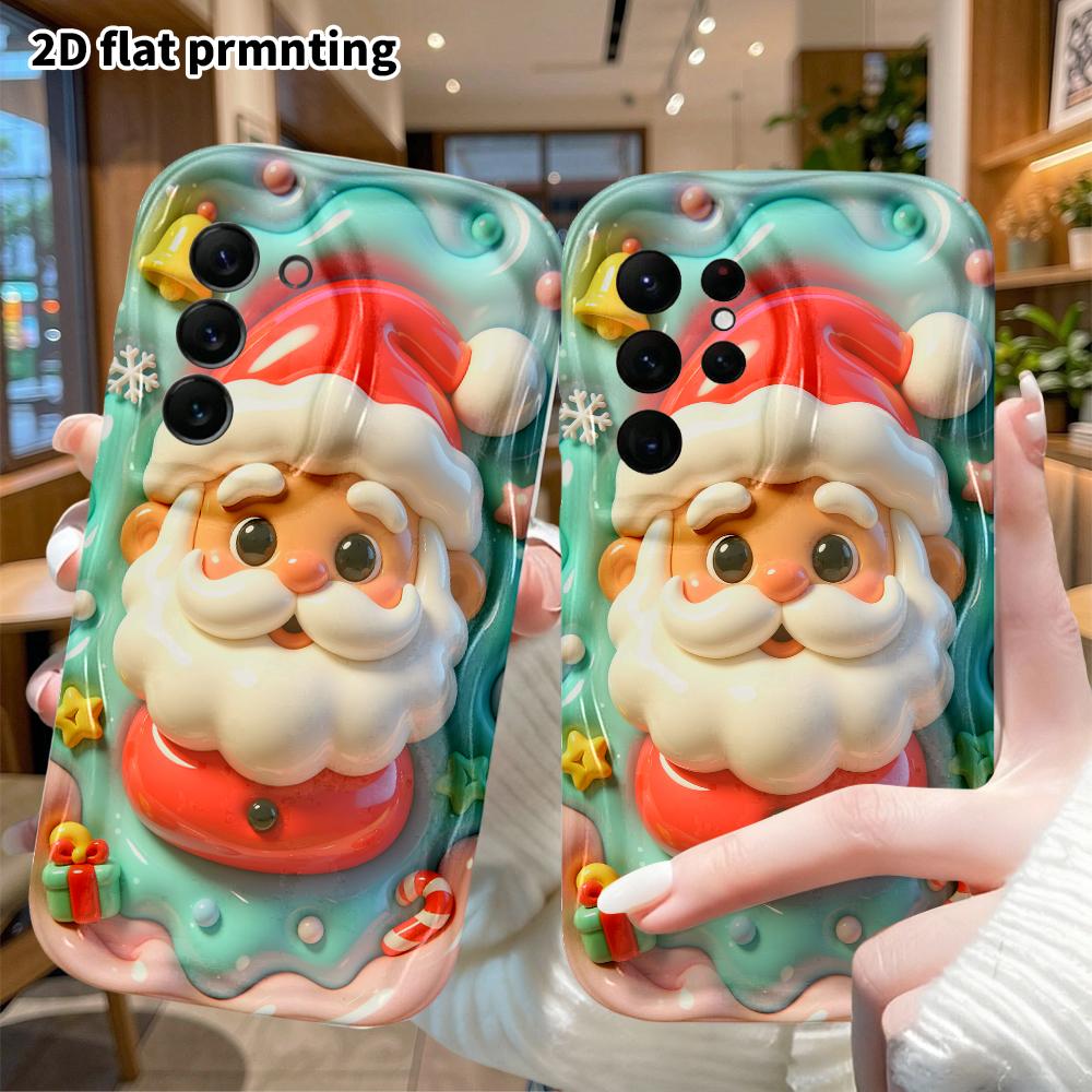 Phone Case: 2D Flat Design Suitable for Samsung Galaxy A34 A35 M05 M06 S20 S22 S21 FE Plus 5G Protective Case, Santa Claus Embossing, Perfect Christma