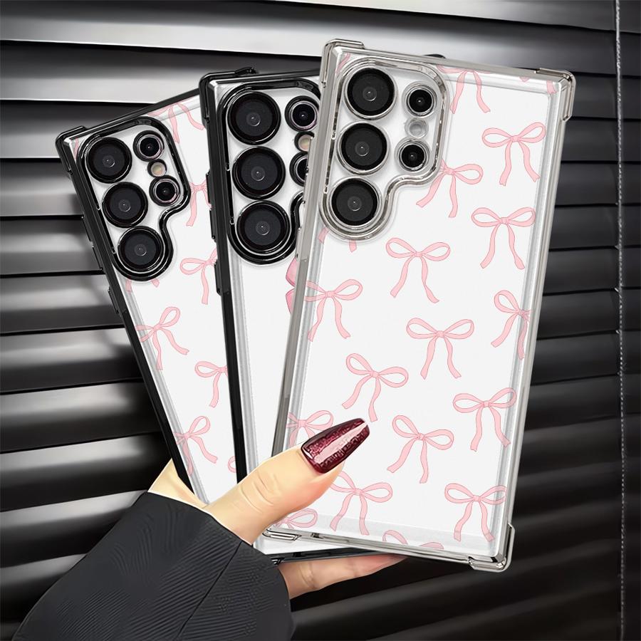 Phone Cover Funda Case for Samsung Galaxy 25 S24 FE Note 20 Ultra S23 S22 Plus S25Edge S20 Ultra S21 Fashion Pink Bow