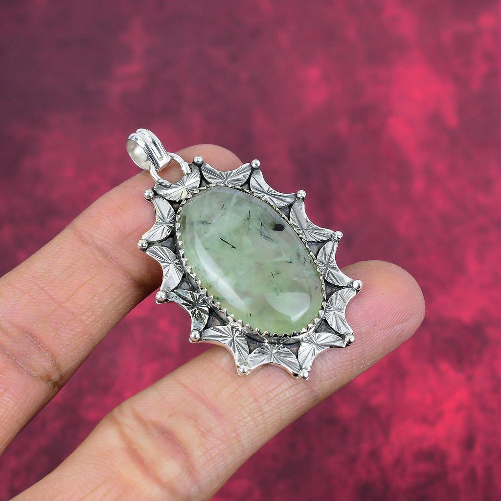 Stříbrné šperky Prehnite, 925 přívěsek z masivního sterlingového stříbra, ručně vyráběné šperky z drahých kamenů, dárky pro manželku, zbrusu nový přívěsek