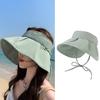 Summer Checkered Sun Hat Foldable Wide Brim Empty Top Beach Hat Breathable Uv Protection Women Sun Shade Visors